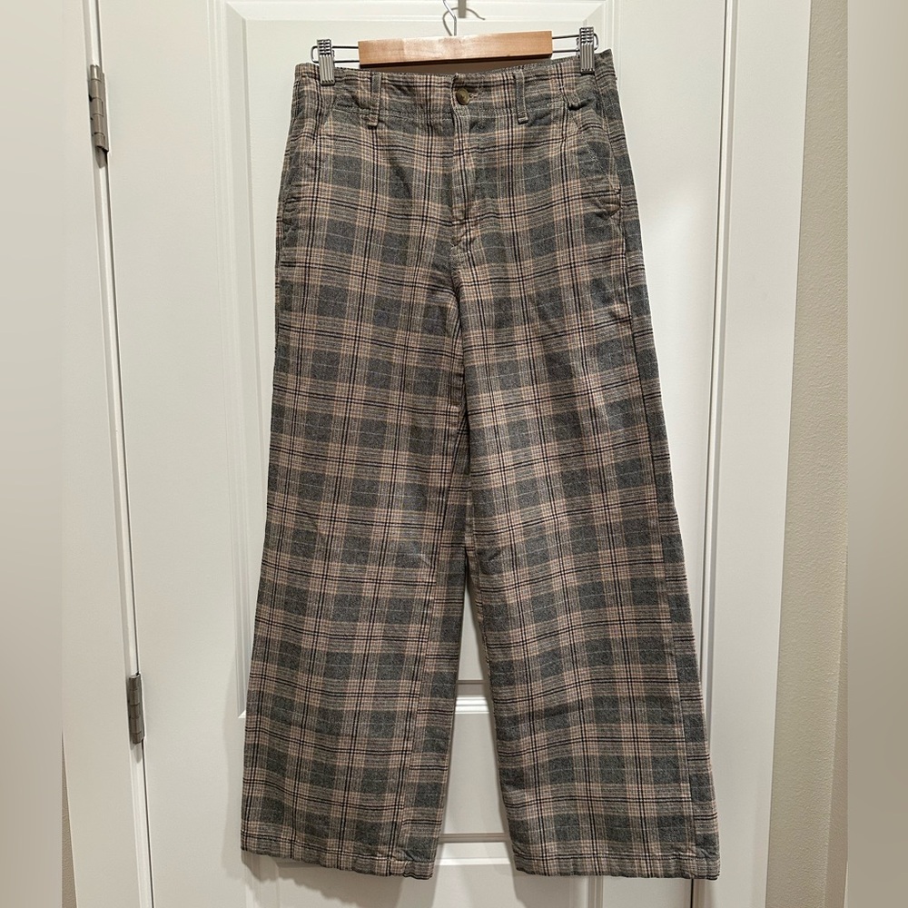 American Eagle Plaid Wide-Leg Pants
